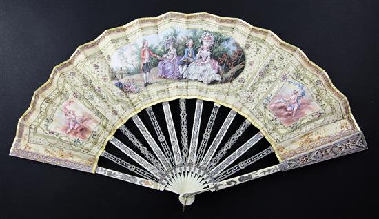 A 19th century French ivory fan,